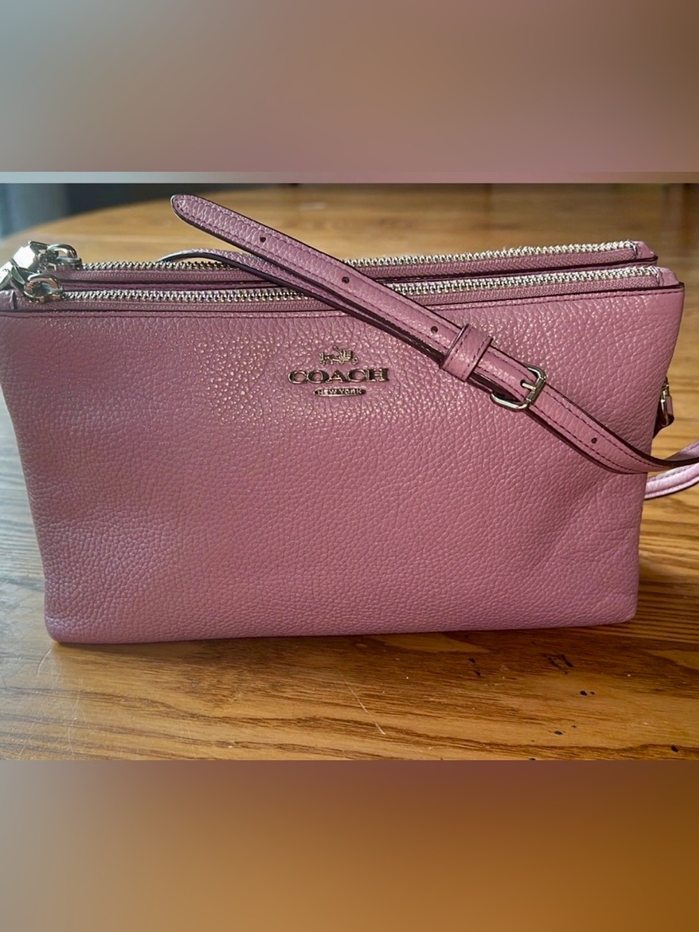 Coach Lyla Double Compartment Crossbody Pebble Leather LILAC F38273 (bags 18)